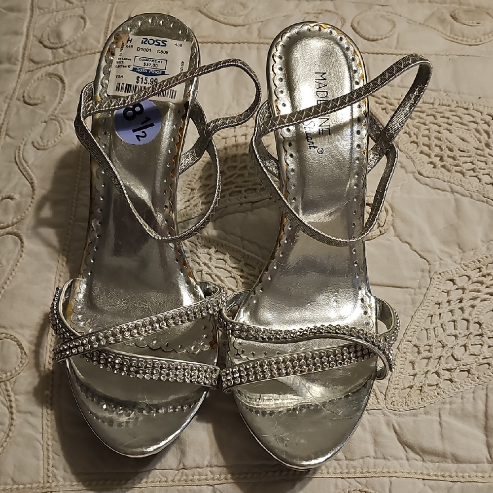 Madeline Silver Rhinestone Heels